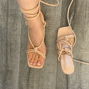 Brand new nude lace up heels